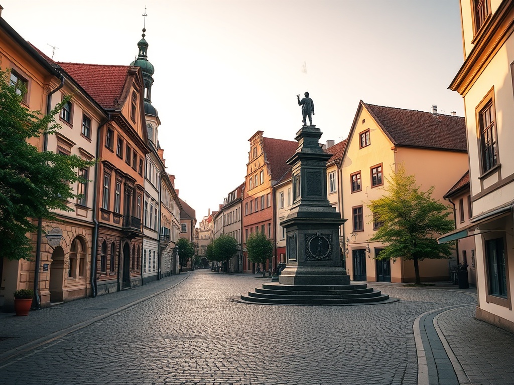 Widok na uzdrowiskową architekturę Polanicy-Zdroju z zielenią parkową.